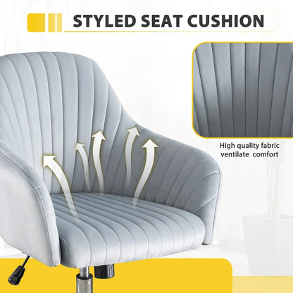 Fauteuil d'appoint Chaise de bureau moderne et décontractée avec hauteur réglable en velours et roulettes réglables