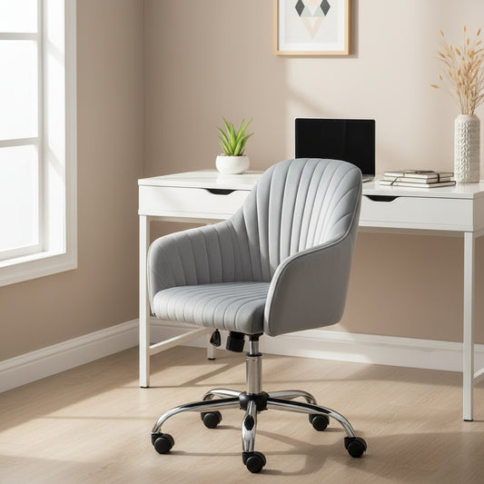 Fauteuil d'appoint Chaise de bureau moderne et décontractée avec hauteur réglable en velours et roulettes réglables