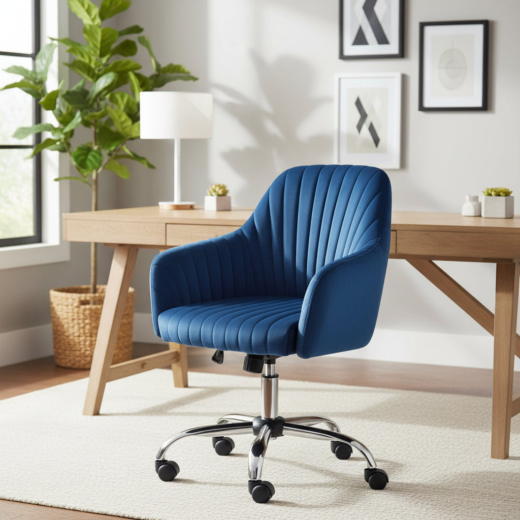 Fauteuil d'appoint Chaise de bureau moderne et décontractée avec hauteur réglable en velours et roulettes réglables
