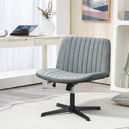Chaise de bureau large, Chaise de bureau sans accoudoirs, Chaise de coiffeuse en tissu avec hauteur réglable