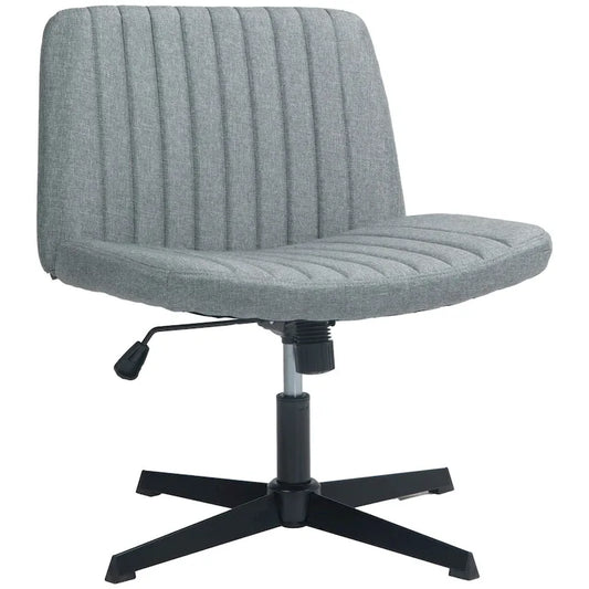 Chaise de bureau large, Chaise de bureau sans accoudoirs, Chaise de coiffeuse en tissu avec hauteur réglable