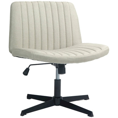 Chaise de bureau large, Chaise de bureau sans accoudoirs, Chaise de coiffeuse en tissu avec hauteur réglable
