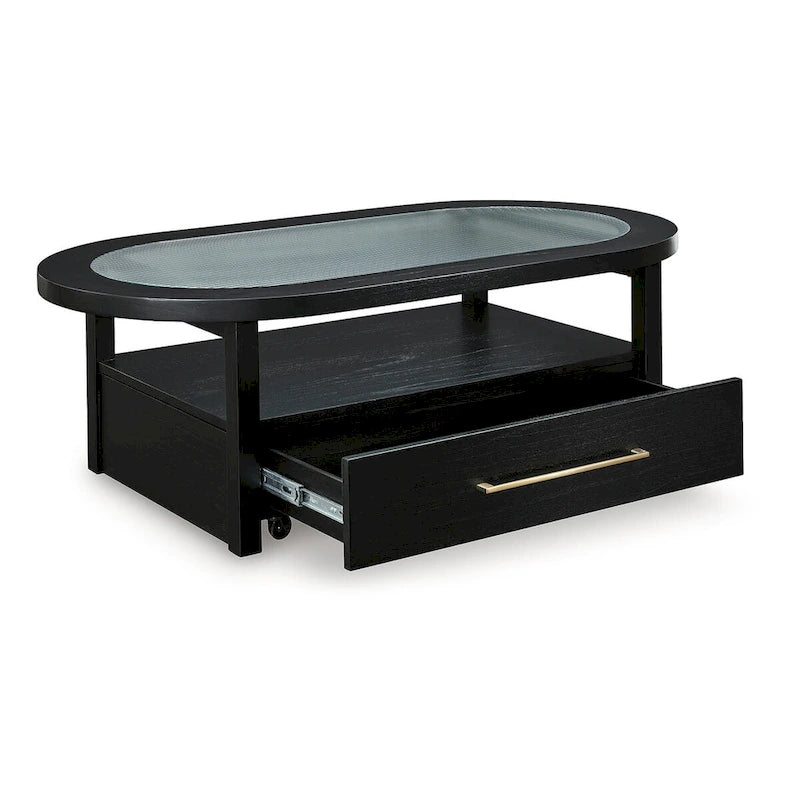 Table basse noire/grise - 132,08 cm de large x 71,12 cm de profondeur x 46,35 cm de haut