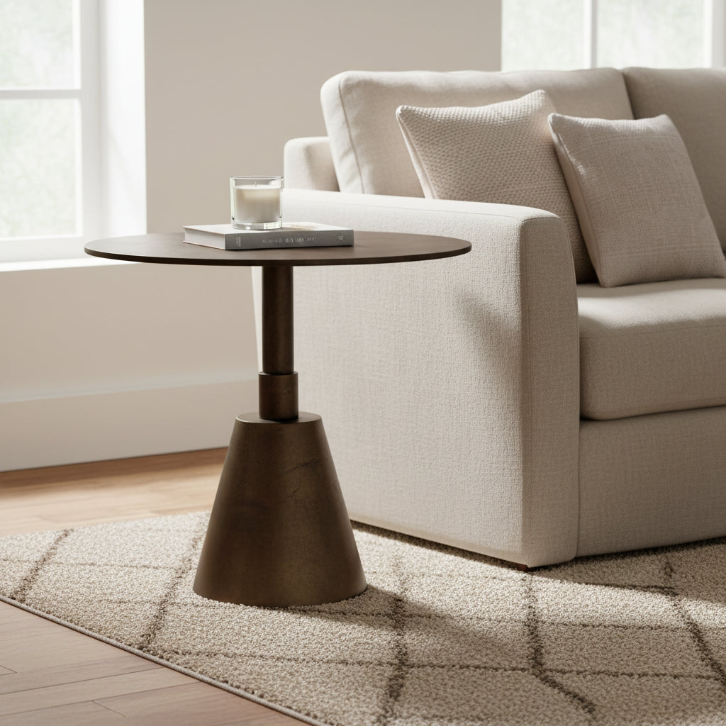 Blake 34-inch Round Aluminum Oil Brass Finished Pedestal Base BistroTable