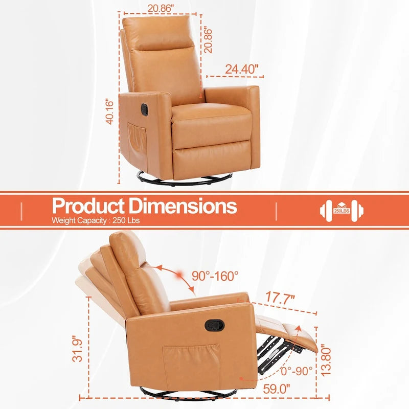Fauteuil Inclinable Manuel Simple, 8 Modes de Massage Différents, Marron